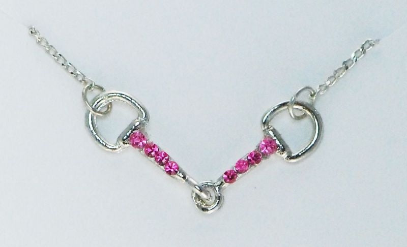 Snaffle Bit Necklace With Stones Pink/Rhodium