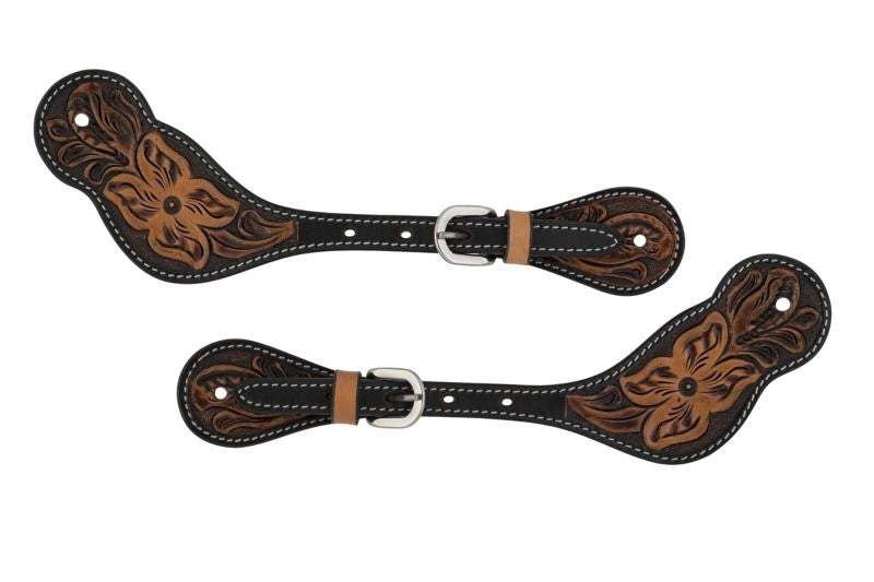 Weaver Cross Floral Tooled Mens Spur Straps Mens
