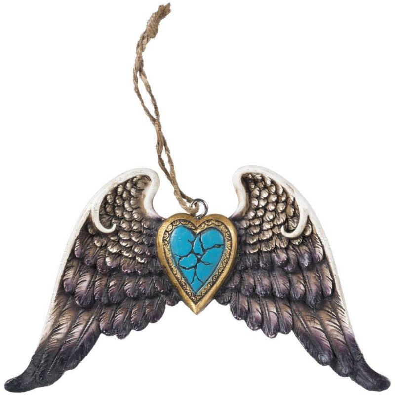 Wings/Heart Ornament Brn
