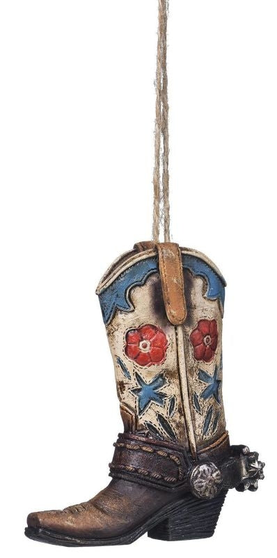 Floral Boot OrnamentBk/Wh