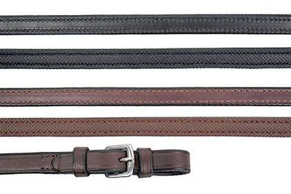 Nunn Finer Rubber Lined Reins With Hand Stops 3/4 Blk