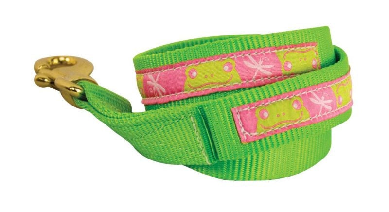 Perris Nylon Ribbon Lead With Snap - Frogs 6ft Brn