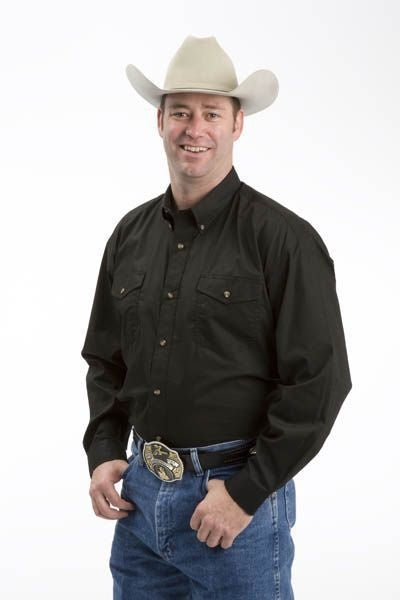 Roper Poplin Shirt - Mens LS Lg Blk