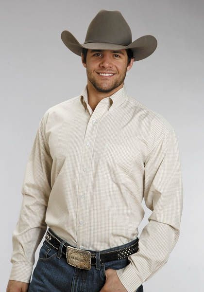 Stetson Mens Button Down Long Sleeve Shirt 2X Gold