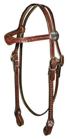 Floral Tooled Flared Browband Headstall H Brn