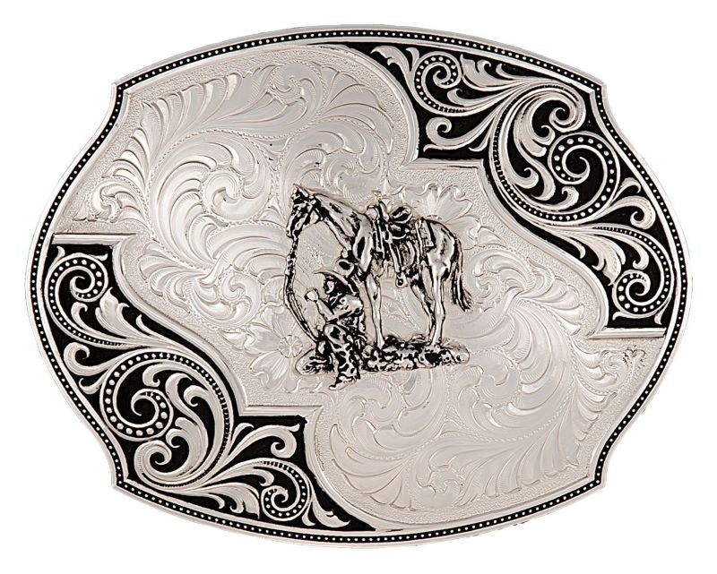 Western Lace Whisper Flourish Buckle/Cowboy/Horse