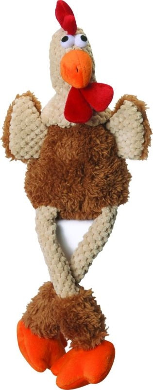 goDog Checkers Skinny Brown Rooster Dog Toy