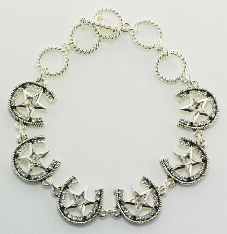 Western Edge Star And Horseshoe Bracelet Crystal