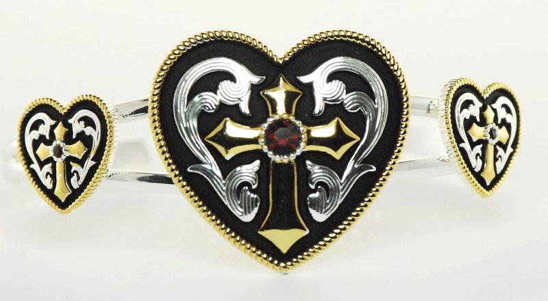 Western Edge Western Heart/Cross Bracelet Red