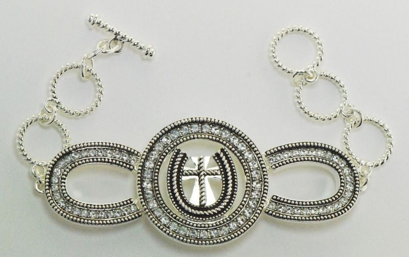 Western Edge Horseshoe Cross Bracelet Crystal