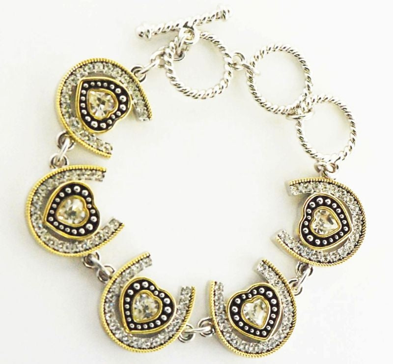 Western Edge Heart/Horseshoe Rope Bracelet Gold