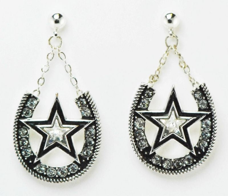 Western Edge Jewelry Dangle Horseshoe Star Earring