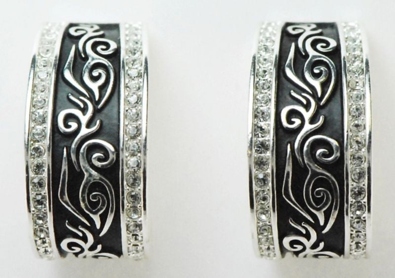 Western Edge Filigree Crystal Earrings LG