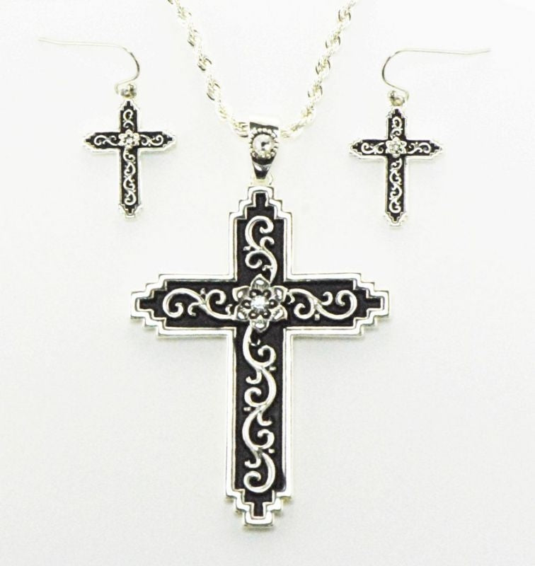 Western Edge Filigree Crystal Stones Jewelry Set