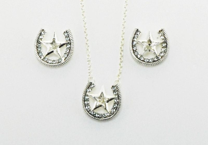 Western Edge Star/Horseshoe Jewlery Set Crystal