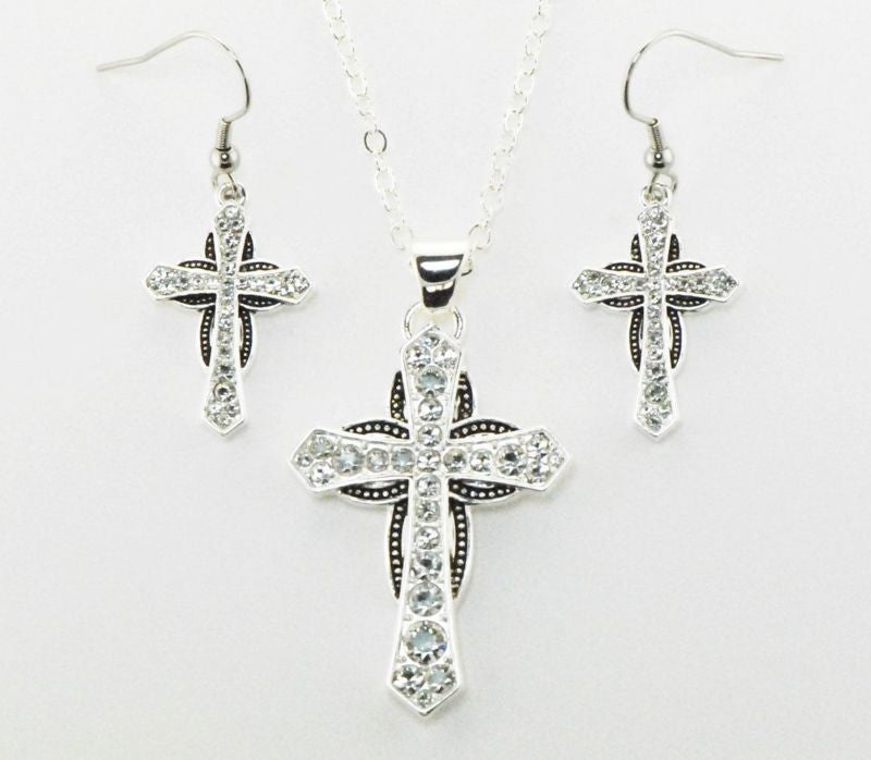 Western Edge Cross Horseshoe Jewelry Set