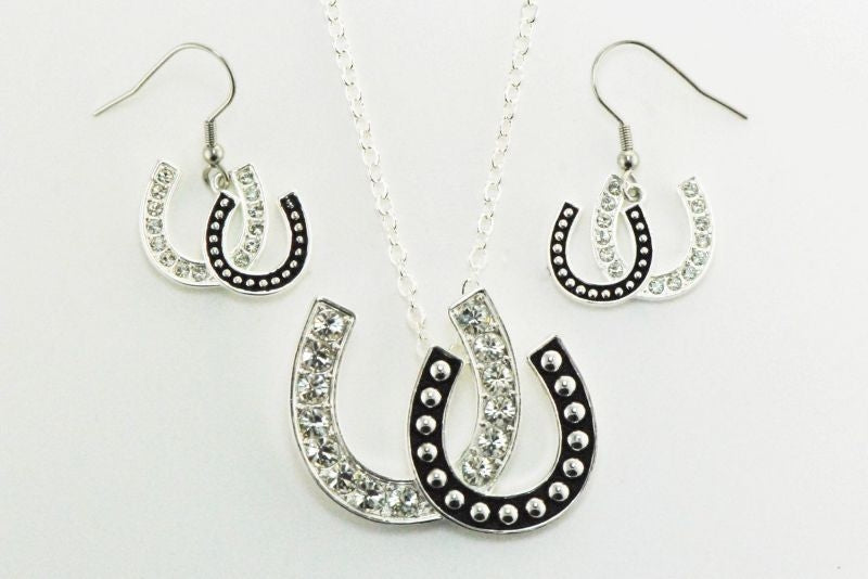 Western Edge Double Horseshoe Jewelry Set