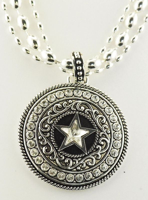 Western Edge Necklace Crystal Star Concho