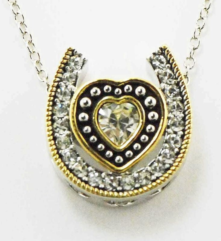 Western Edge Double Horseshoe Heart Necklace