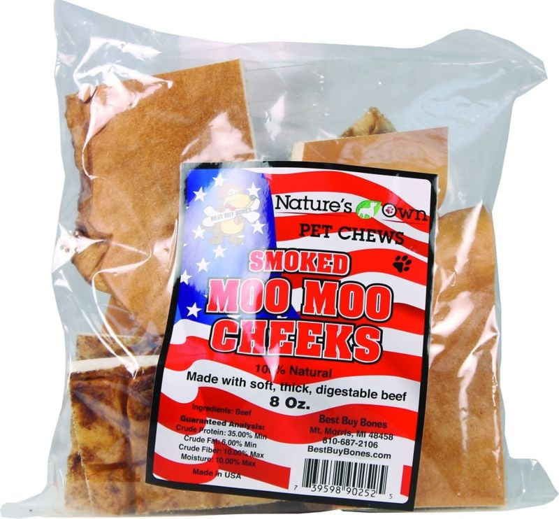 Naturefts Own Smoked Moo Moo Cheeks Pet Chews 8Oz