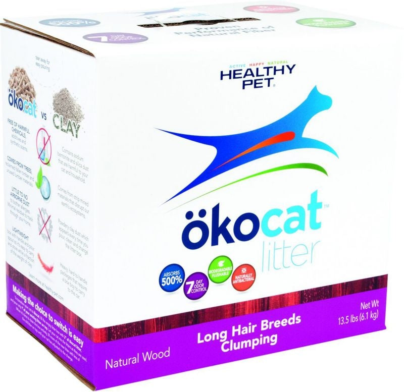 Okocat Nat Wood Cat Litter Long Hair Breeds 8.4lb