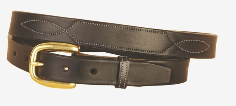 Tory Stitched Pattern Leather Belt 28 Blk/Gry