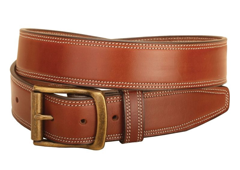 Tory Double Edge Stitched Leather Belt 28 Bk/Gry