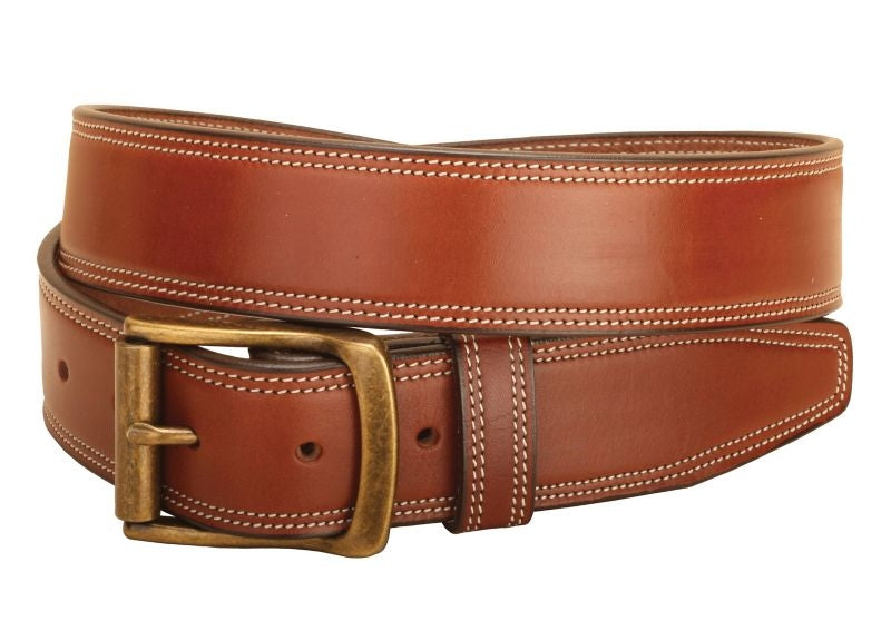 Tory Double Edge Stitched Leather Belt 28 Bk/Gry
