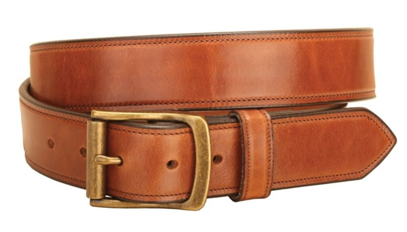 Tory Fully Stitched Harness Leather Belt 32 Bk/Gry
