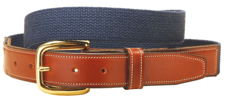 Tory Wide Web Belt With Oakbark Billets 28 Bk/Gry