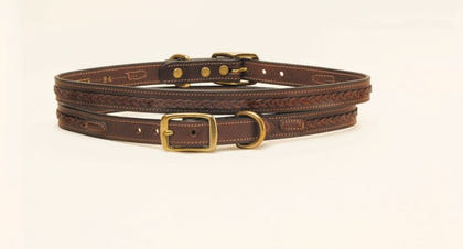 3/4In Dog Collar - Raised Center Braid 12in Bk/Gry