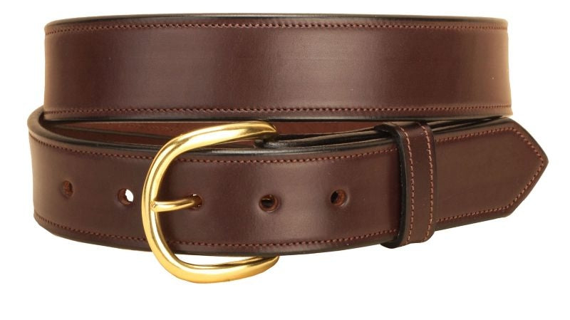 Tory 1 1/2In Stitched Belt With Brass Buckle 30 Brn