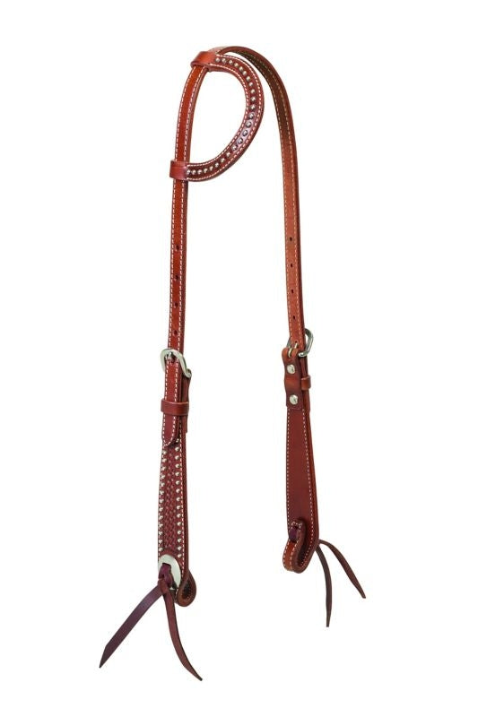 Cross Basketweave Tooled Sliding Ear Headstall Br