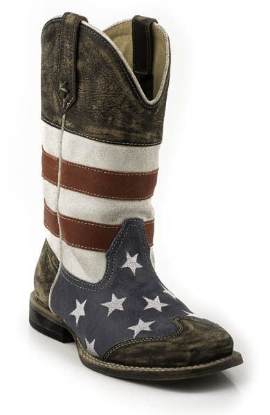 Roper Kids American Flag Sq Toe Boot 1 Blu