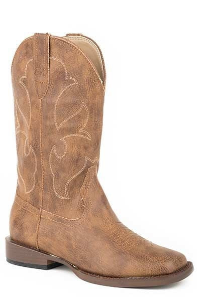 Roper Boys Kids Cole Square Toe Western Boot 1 Brn