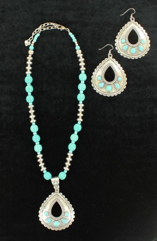 Blazin Roxx Teardrop Jewelry SetBk/Wh