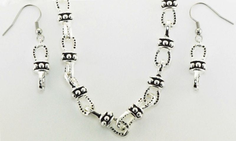 Western Edge Horseshoe Chain Earrings/Necklace Set
