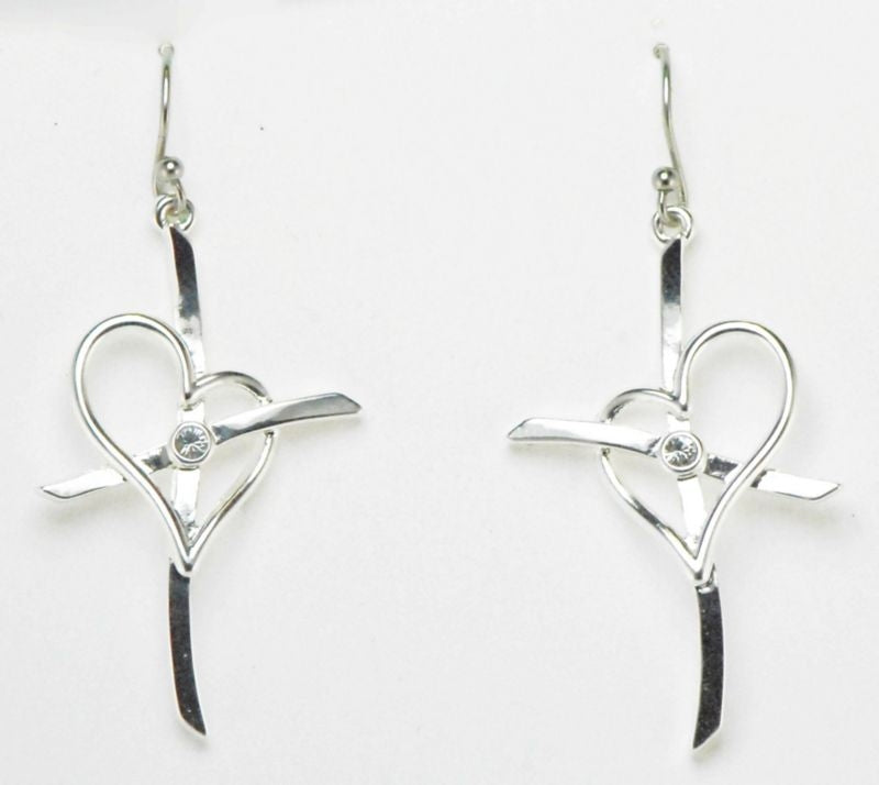 Western Edge Cross My Heart Crystal Earrings