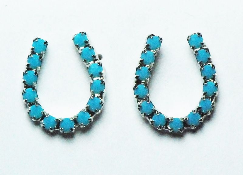 Western Edge Faux Stone Horseshoe Earrings Turq