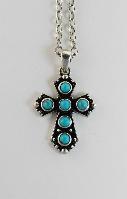 Western Edge Stone Cross Necklace