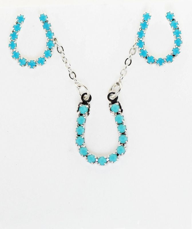 Western Edge Stones Horseshoe Earrings/Necklace