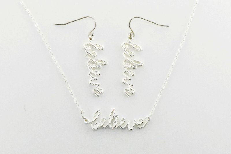 Western Edge Believe Crystal Rope Earring/Necklace
