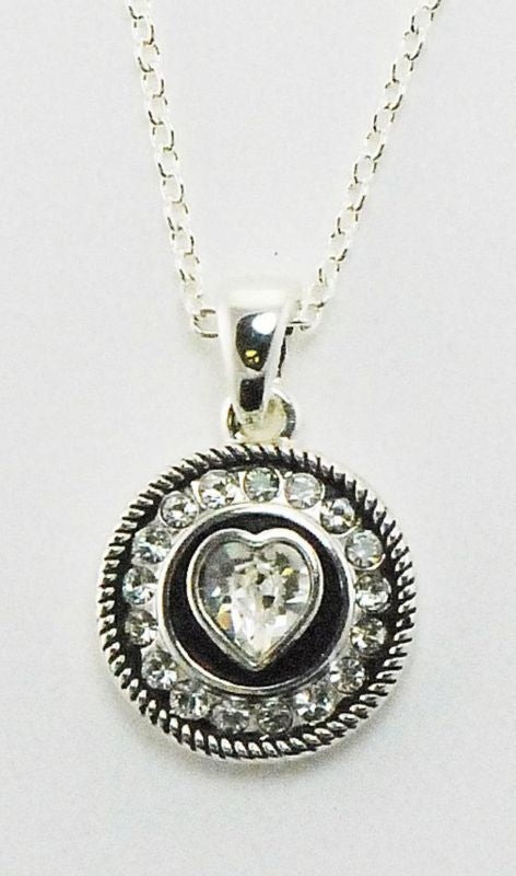 Western Edge Necklace Small Beaded Heart Crystal