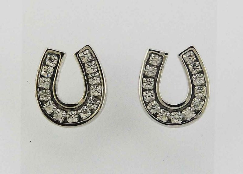 Western Swarovski Channel Set Horseshoe Earrings