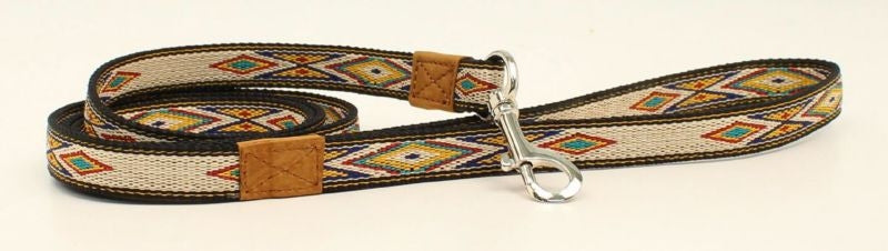 Dbl Barrel Woven Ribbon Dog Leash Tan Multi