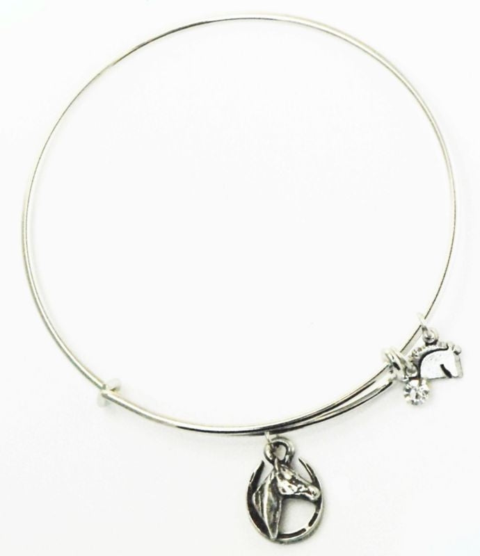 Horse Head In Shoe Plain Wire Adjustable Bangle