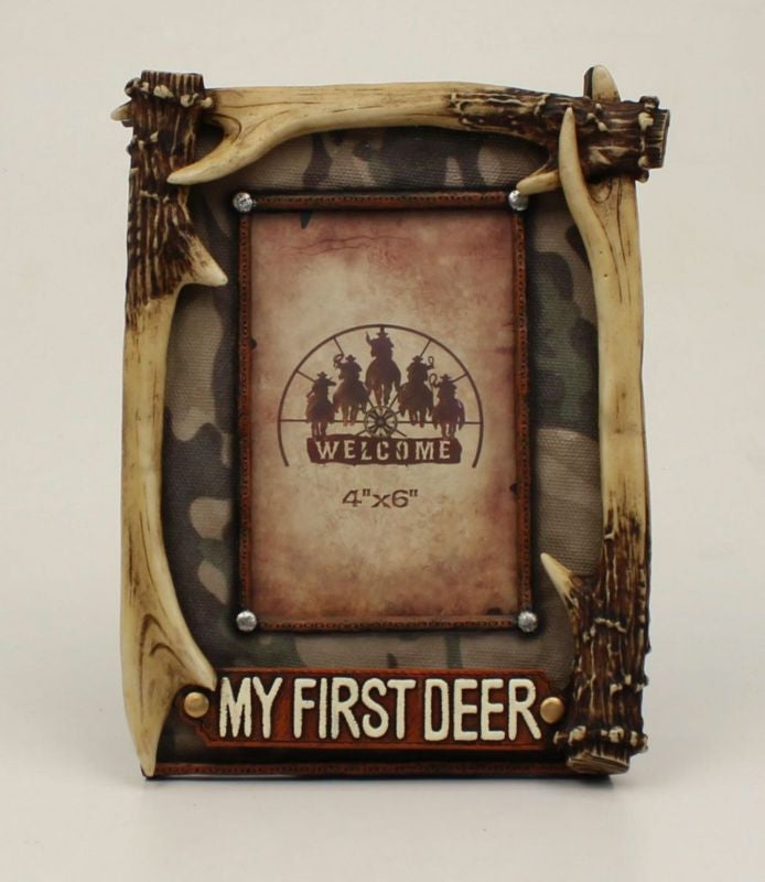 My 1St Deer Antler Picture Frame 4 x 6 Bk/Wh