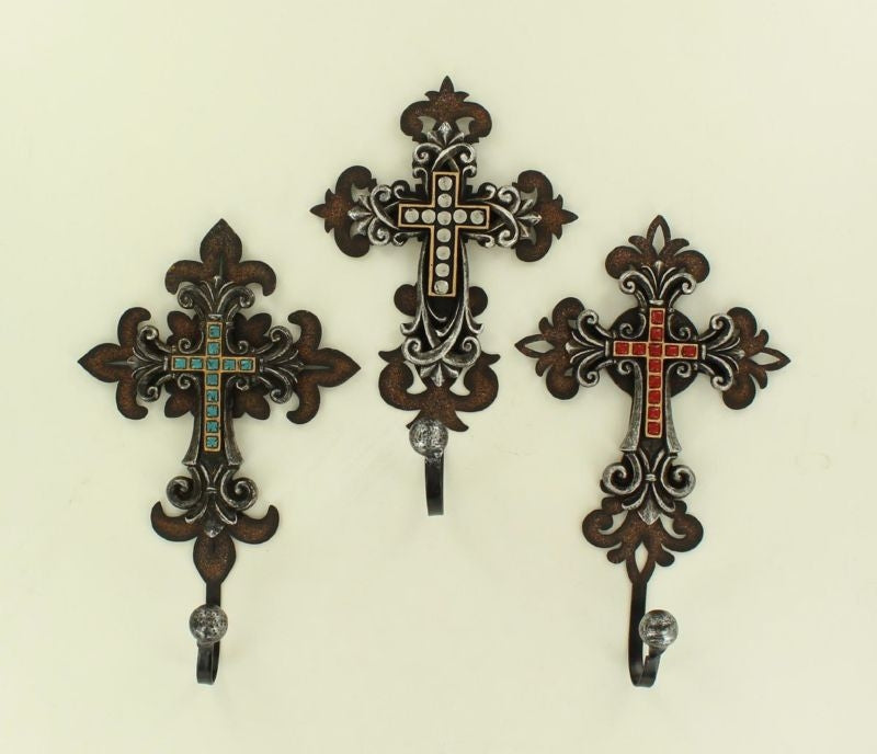 Cross Hook Set Wall Dcor - 3 PieceBk/Wh