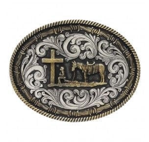 Rope/Barb Wire Impressions Christian Buckle Brn