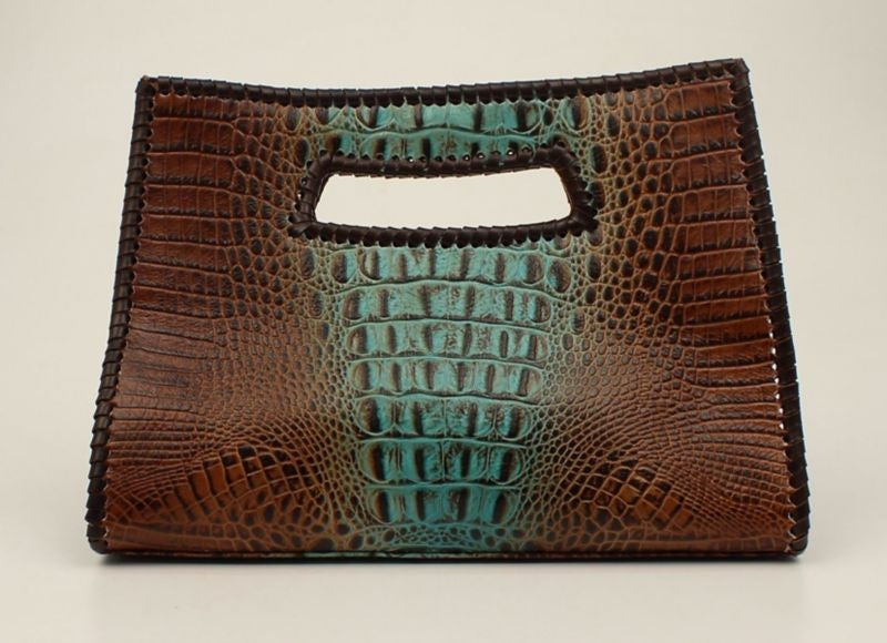 Nocona Carmel Croco Hand BagBk/Wh